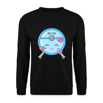 Liebenswerter Saugroboter Kawaii - Unisex Pullover - Schwarz - Vorne - Alina (178cm) & Michal (187cm)