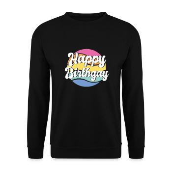 Happy Birthgay LGBTQ Farbenpracht - Unisex Pullover - Schwarz - Vorne - Alina (178cm) & Michal (187cm)