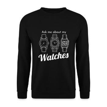Demandez-moi à propos de ma montre Montre - Sweat-shirt Unisexe - noir - Devant - Alina (178cm) & Michal (187cm)