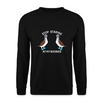 Stop Staring Boobies Blue-footed Booby Bird - Unisex Sweatshirt - black - Front - Alina (178cm) & Michal (187cm)