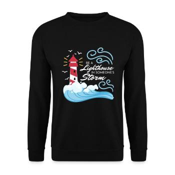 Be A Lighthouse Leuchtturm - Unisex Pullover - Schwarz - Vorne - Alina (178cm) & Michal (187cm)
