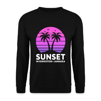 Coucher de soleil à Kingston, Jamaïque, vacances Palmiers - Sweat-shirt Unisexe - noir - Devant - Alina (178cm) & Michal (187cm)