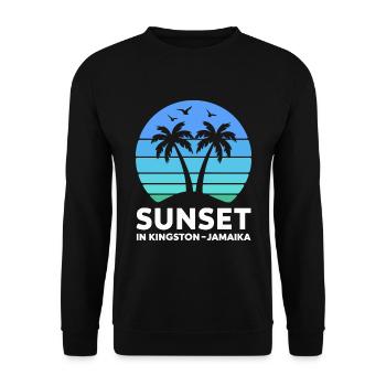 Coucher de soleil à Kingston, Jamaïque, vacances Palmiers - Sweat-shirt Unisexe - noir - Devant - Alina (178cm) & Michal (187cm)