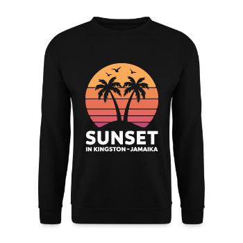 Coucher de soleil à Kingston, Jamaïque, vacances Palmiers - Sweat-shirt Unisexe - noir - Devant - Alina (178cm) & Michal (187cm)
