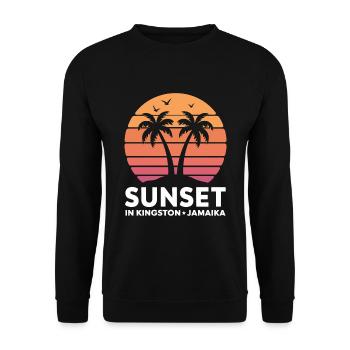 Coucher de soleil à Kingston, Jamaïque, vacances Palmiers - Sweat-shirt Unisexe - noir - Devant - Alina (178cm) & Michal (187cm)