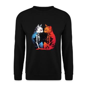 Chat gothique esthétique cottagecore - Sweat-shirt Unisexe - noir - Devant - Alina (178cm) & Michal (187cm)
