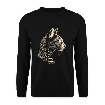 Cottagecore Gothic Skelett Katzen Silhouette - Unisex Pullover - Schwarz - Vorne - Alina (178cm) & Michal (187cm)