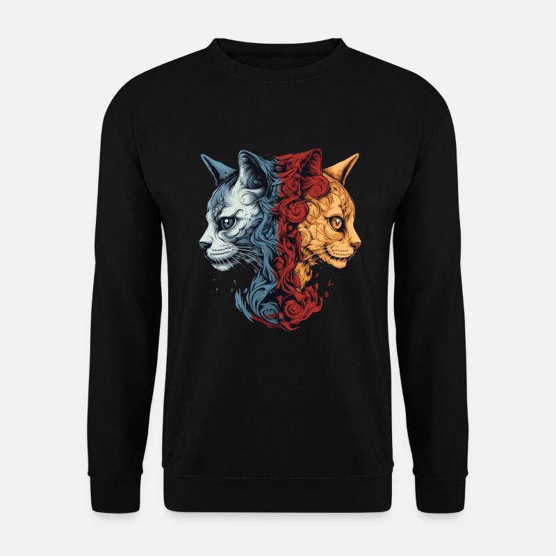 Schöne symmetrische Gothic Rosen Katzen Cottagecor - Unisex Pullover - Schwarz