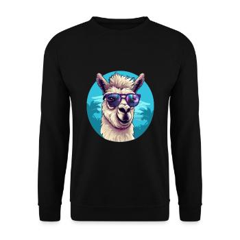 Llama on the Beach - Funny Llama Summer Graphic - Unisex Sweatshirt - black - Front - Alina (178cm) & Michal (187cm)
