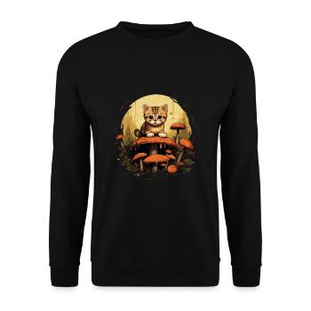 Cottagecore Cats Design - Cute Cat with Pi - Unisex Sweatshirt - black - Front - Alina (178cm) & Michal (187cm)