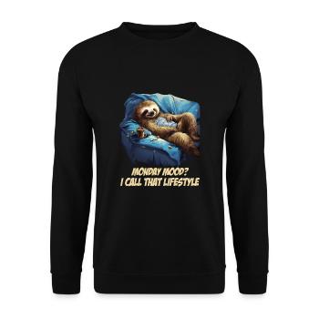 Gemütlicher Faultier Moment - Lustiges Faultier De - Unisex Pullover - Schwarz - Vorne - Alina (178cm) & Michal (187cm)