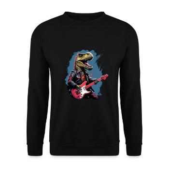Punk Rock Dinosaurier: T-Rex im Rocker-Look - Unisex Pullover - Schwarz - Vorne - Alina (178cm) & Michal (187cm)
