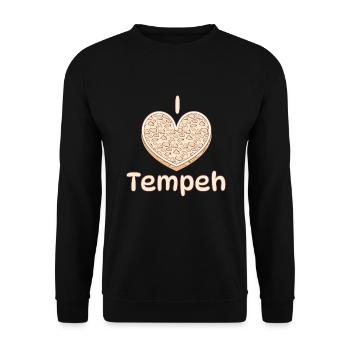 I Love Tempeh Vegan Veganer Indonesisch - Unisex Pullover - Schwarz - Vorne - Alina (178cm) & Michal (187cm)
