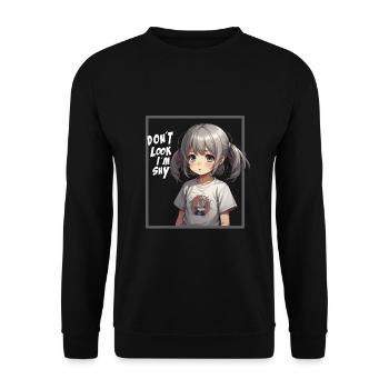 Timide Anime Girl : Style Kawaii pour Otakus - Sweat-shirt Unisexe - noir - Devant - Alina (178cm) & Michal (187cm)