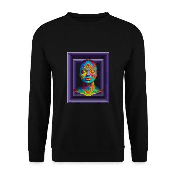 Trippy Face - Ein psychedelisches Meisterwerk für - Unisex Pullover - Schwarz - Vorne - Alina (178cm) & Michal (187cm)