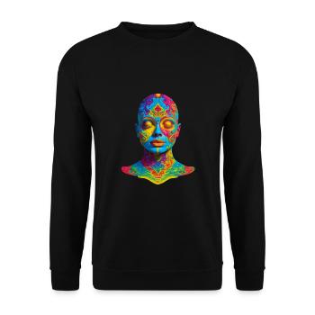 Masque facial trippant - Découvrez le M - Sweat-shirt Unisexe - noir - Devant - Alina (178cm) & Michal (187cm)