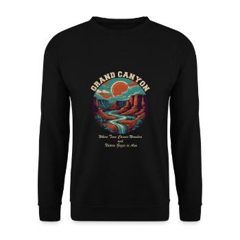 Retro Grand Canyon - Classic Travel Design - Unisex Sweatshirt - black - Front - Alina (178cm) & Michal (187cm)