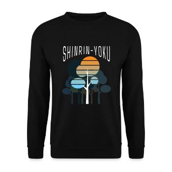 Forest Bathing Shinrin Yoku Nature - Unisex Sweatshirt - black - Front - Alina (178cm) & Michal (187cm)