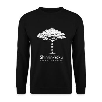 Shinrin Yoku Waldbaden Natur - Unisex Pullover - Schwarz - Vorne - Alina (178cm) & Michal (187cm)