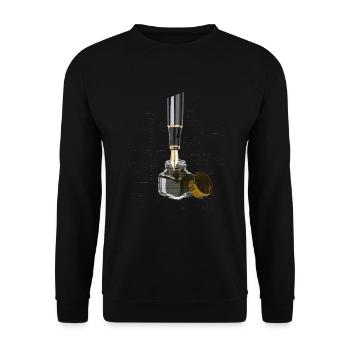 Encre et stylo plume Stylo plume - Sweat-shirt Unisexe - noir - Devant - Alina (178cm) & Michal (187cm)