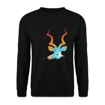 Majestätische Antilope Im Wald - Unisex Pullover - Schwarz - Vorne - Alina (178cm) & Michal (187cm)