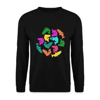 Lachs Lachse Angeln Fischen Erlebnis - Unisex Pullover - Schwarz - Vorne - Alina (178cm) & Michal (187cm)