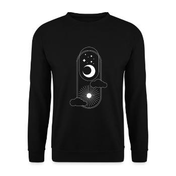 Soleil et Lune Nuages Étoiles Univers - Sweat-shirt Unisexe - noir - Devant - Alina (178cm) & Michal (187cm)