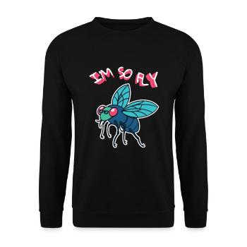 I ́M So Fly Fly Insects Fly - Unisex Sweatshirt - black - Front - Alina (178cm) & Michal (187cm)