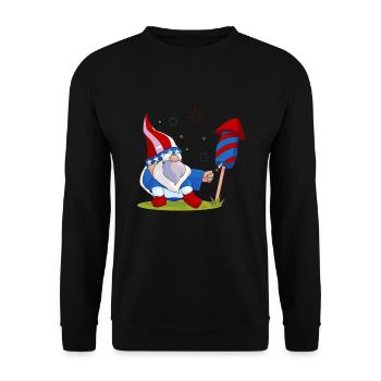 Adorable Gnome Fireworks America - Unisex Sweatshirt - black - Front - Alina (178cm) & Michal (187cm)