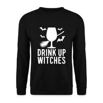 Halloween Witches Saying Drink Up Witches - Unisex Sweatshirt - black - Front - Alina (178cm) & Michal (187cm)