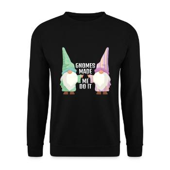 Les gnomes m’ont fait le faire Gnome de jardin - Sweat-shirt Unisexe - noir - Devant - Alina (178cm) & Michal (187cm)