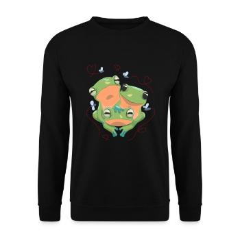 Grenouille Coeur Grenouille Arboricole Amphibien - Sweat-shirt Unisexe - noir - Devant - Alina (178cm) & Michal (187cm)