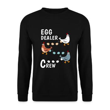Egg Dealer Crew Huhn Hühner Eier - Unisex Pullover - Schwarz - Vorne - Alina (178cm) & Michal (187cm)