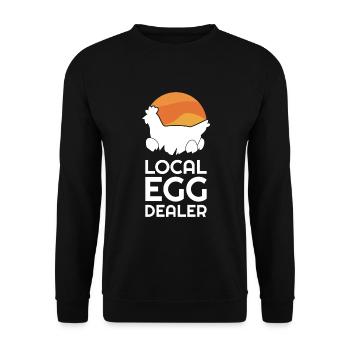 Local Egg Dealer Huhn Hühner Eier - Unisex Pullover - Schwarz - Vorne - Alina (178cm) & Michal (187cm)