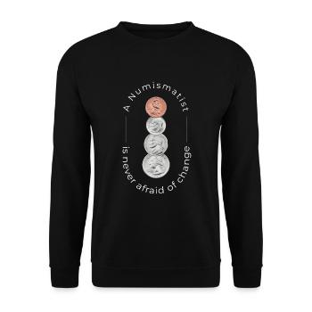 Numismatist Afraid Of Change Numismatics - Unisex Sweatshirt - black - Front - Alina (178cm) & Michal (187cm)