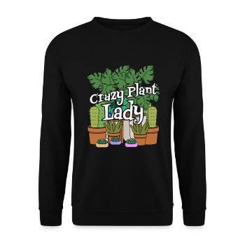 Crazy Plant Lady Plants Potted Plant - Unisex Sweatshirt - black - Front - Alina (178cm) & Michal (187cm)