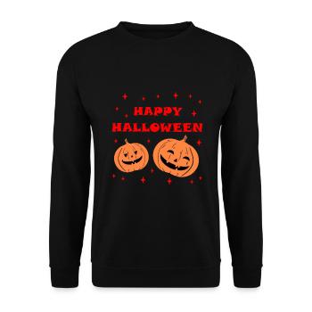 Happy Halloween Pumpkins Halloween Party Costume Idea - Unisex Sweatshirt - black - Front - Alina (178cm) & Michal (187cm)