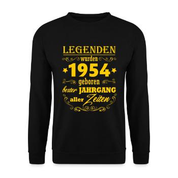 Born in 1954 70th Birthday Gift Vintage 1954 - Unisex Sweatshirt - black - Front - Alina (178cm) & Michal (187cm)