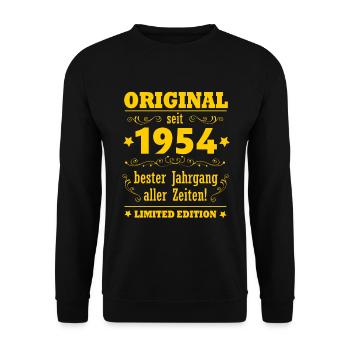 Original 1954 Geschenk 70.Geburtstag Jahrgang 1954 - Unisex Pullover - Schwarz - Vorne - Alina (178cm) & Michal (187cm)