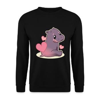 Kawaii Nilpferd Süß Hippo Kinder - Unisex Pullover - Schwarz - Vorne - Alina (178cm) & Michal (187cm)