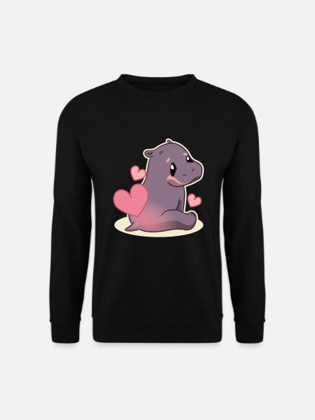 Kawaii Nilpferd Süß Hippo Kinder - Unisex Pullover - Schwarz
