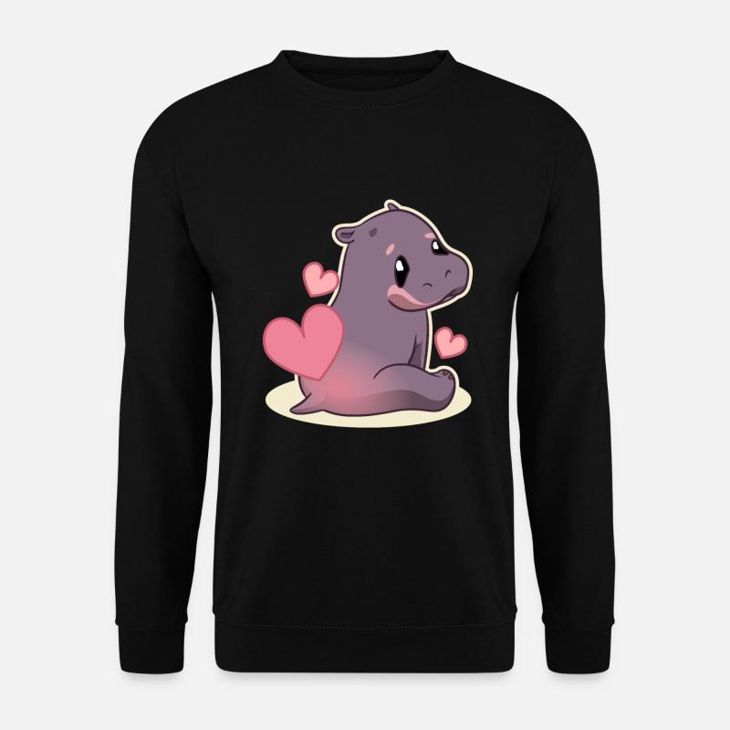 Kawaii Nilpferd Süß Hippo Kinder - Unisex Pullover - Schwarz