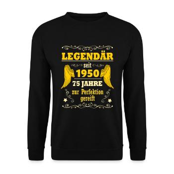 Legendary since 1950 Gift 75th Birthday Man - Unisex Sweatshirt - black - Front - Alina (178cm) & Michal (187cm)