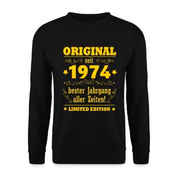 Original depuis 1974 Vintage 50ème Cadeau d’Anniversaire - Sweat-shirt Unisexe - noir - Devant - Alina (178cm) & Michal (187cm)