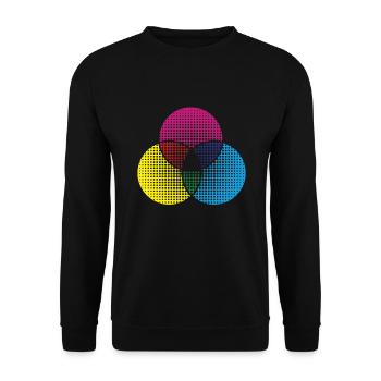 Farbpalette Farbenrad Künstler Farben - Unisex Pullover - Schwarz - Vorne - Alina (178cm) & Michal (187cm)