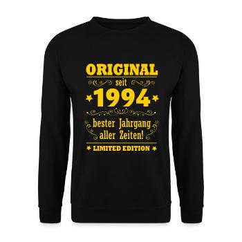 Original Since 1994 Vintage 30th Birthday Gift - Unisex Sweatshirt - black - Front - Alina (178cm) & Michal (187cm)