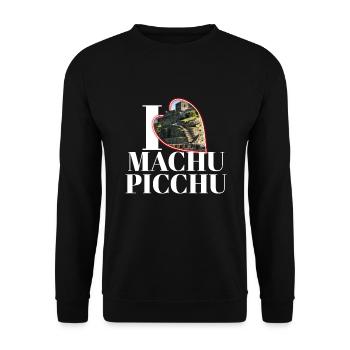 I Love Machu Picchu Mountain Panorama - Unisex Sweatshirt - black - Front - Alina (178cm) & Michal (187cm)