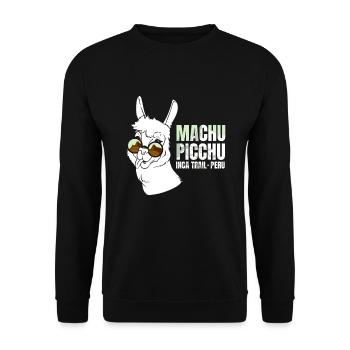 Machu Picchu Lama Inca Trail Peru - Unisex Pullover - Schwarz - Vorne - Alina (178cm) & Michal (187cm)
