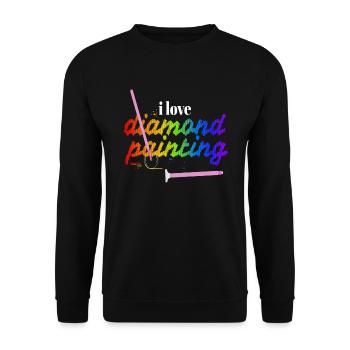 I Love Diamond Painting - Unisex Pullover - Schwarz - Vorne - Alina (178cm) & Michal (187cm)