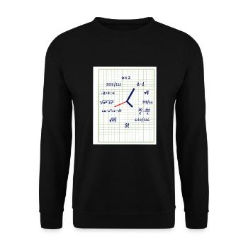 Uhr Mathematik Mit Kreativen Formeln - Unisex Pullover - Schwarz - Vorne - Alina (178cm) & Michal (187cm)
